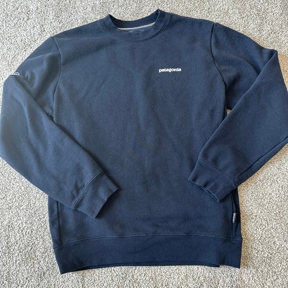 Patagonia Other - Patagonia Mens Medium Crew Neck Pullover Sweatshirt Logo Navy Blue Uprisal